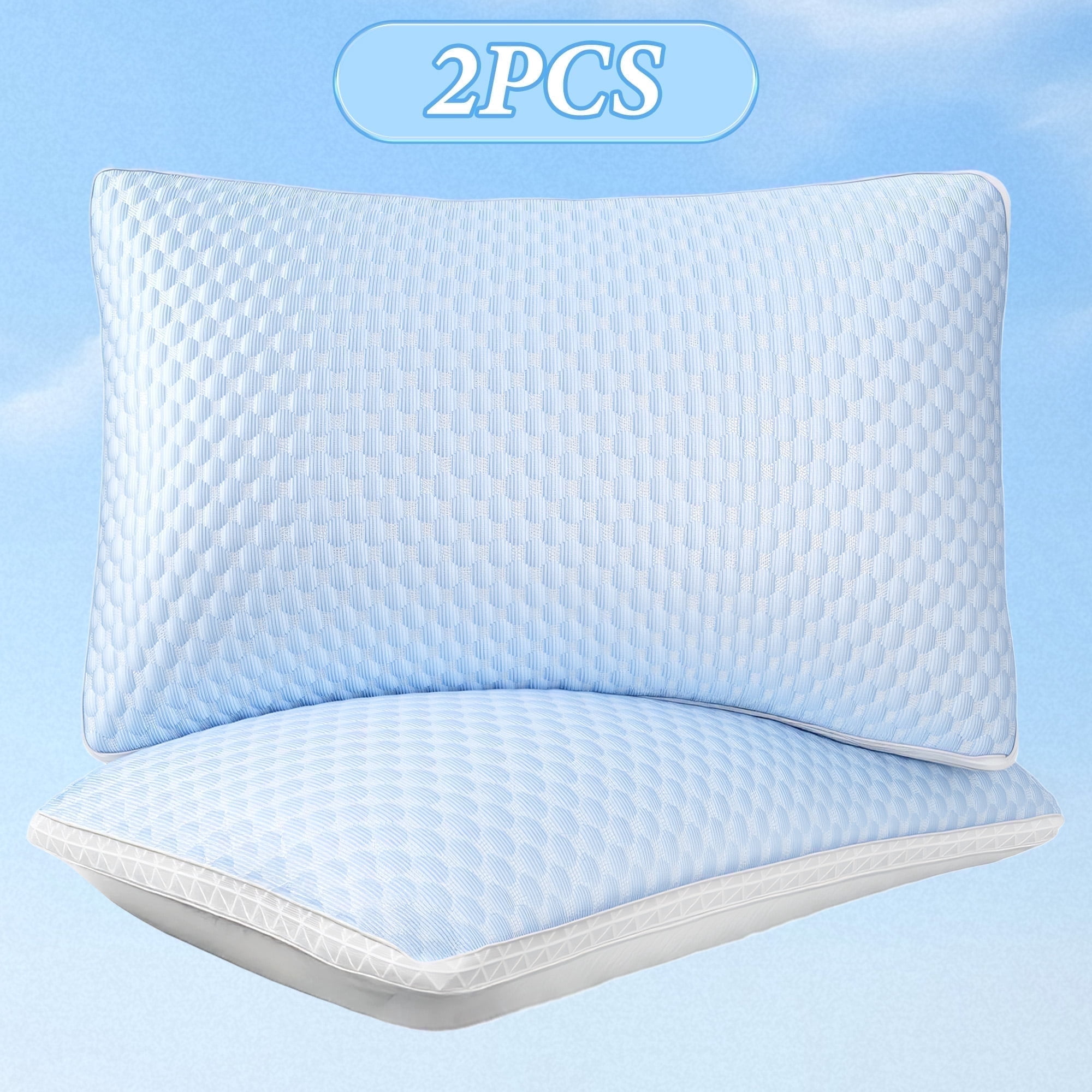 Set of 2 Pillows, Adjustable Zipper Bed Pillows for Side, Back and Stomach Sleepers, 20" x 30"