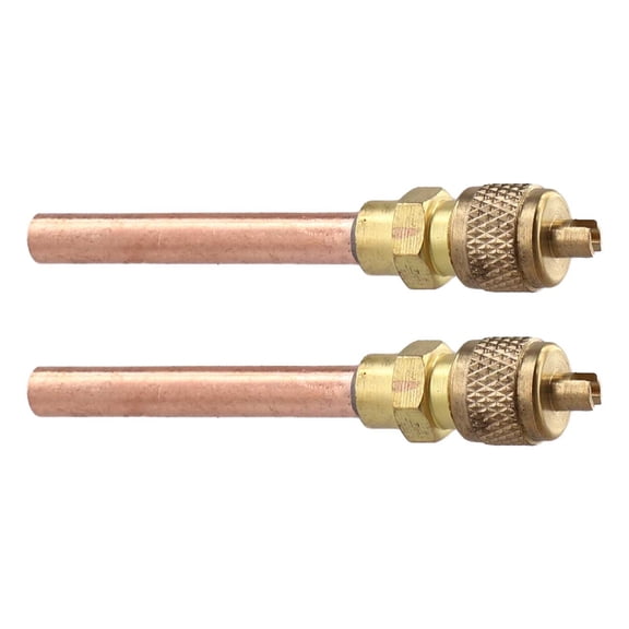 Set of 2 Copper Service for ACCESS Valves 14 SAE x 14 OD with 78mm Stem Core for Various Refrigeration Systems