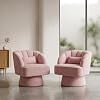 Set of 2 Corduroy Swivel Barrel Accent Chairs, 360 Upholstered Round Armchairs with Striped Backrest for Living Room, Bedroom, Reading Nook,Pink