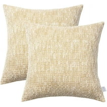 Set of 2 Cotton Wrinkled Chenille Spring Decor 18x18 Khaki Decorative Throw Pillow Covers