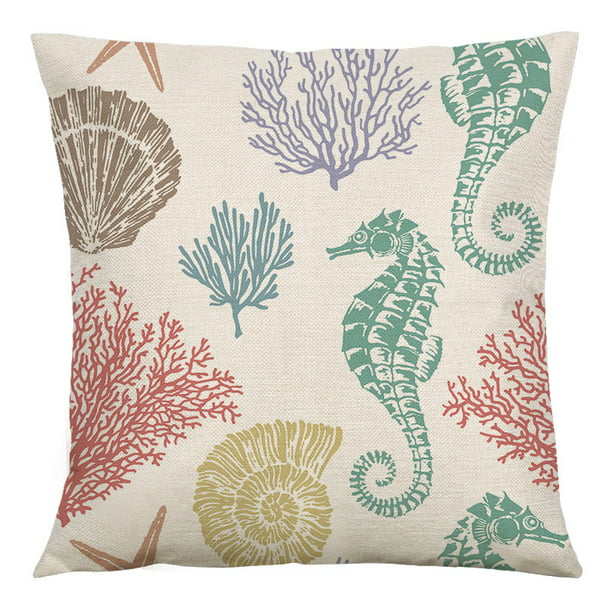 Set of 2 Couch Pillows Coastal Decorative Throw Pillow Covers 18x18 ...