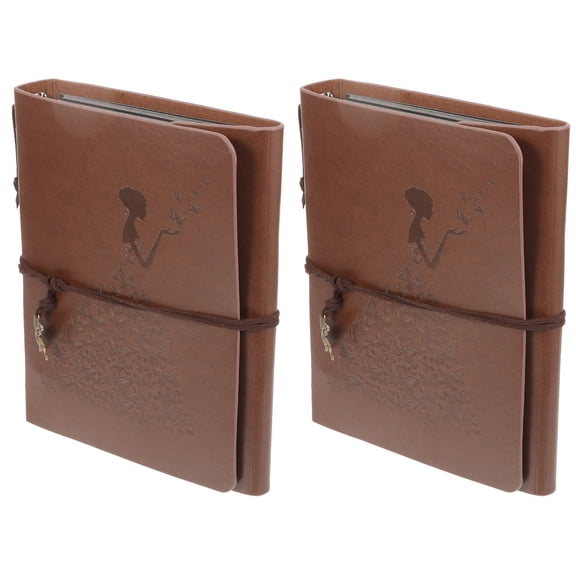 Set of 2 Couples Photo Album Black Scrapbook Picture for Photos Retro Decor Travel Child