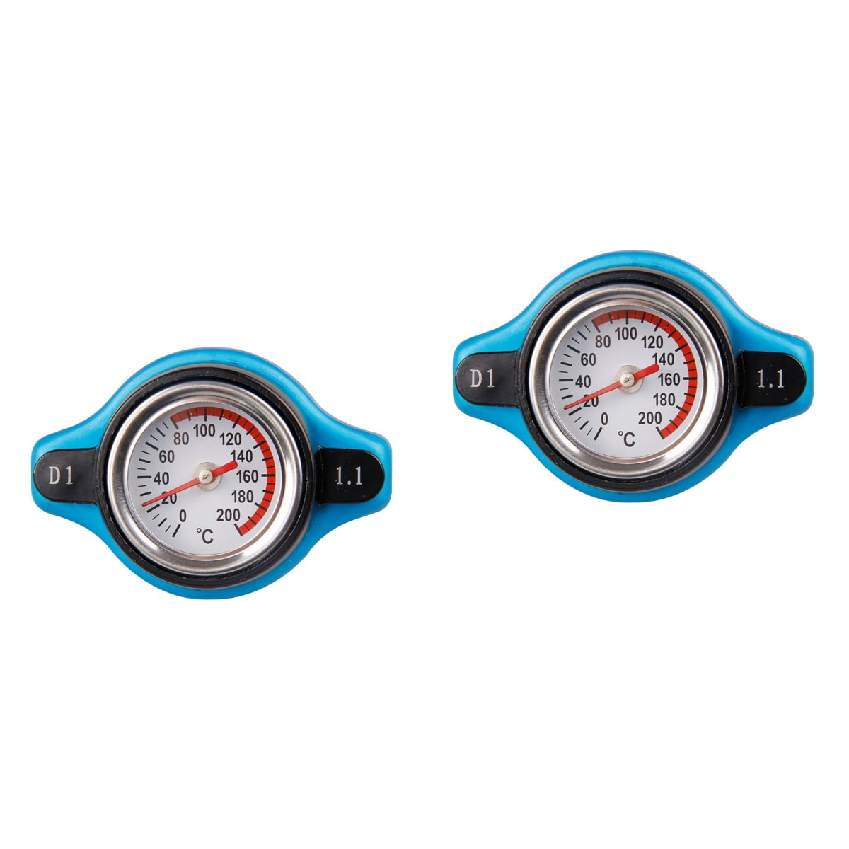 Set of 2 Cover with Temperature Gauge Radiator Reservoir Tank Bottle Filler