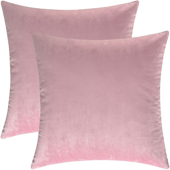 Set of 2 Cozy Square Decorative Throw Pillow Covers for Couch and Bed, Light Pink, 16 x 16 Inches