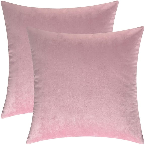 Set of 2 Cozy Square Decorative Throw Pillow Covers for Couch and Bed, Light Pink, 18 x 18 Inches