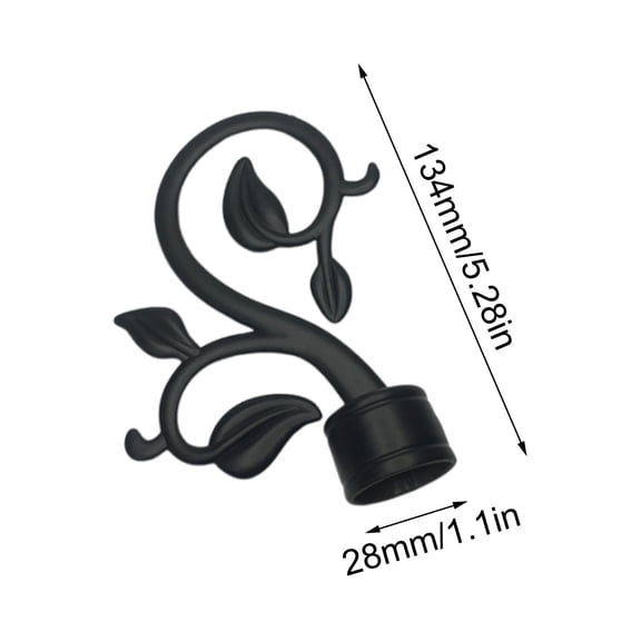 Set of 2 Curtain Rod Finials - 28mm Diameter Leaf Design | Sleek Decorative End Caps for 22mm/28mm Rods, Home Window Treatment Accessories
