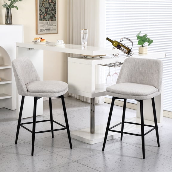 Linen Upholstered, X - Shaped Leg Construction - Fit for Kitchen Countertop, Strong Support