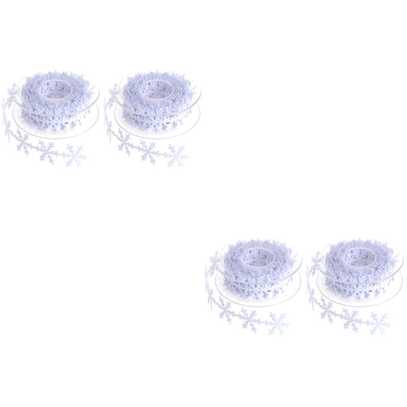 TAILTOSS Non-Woven Fabric Snowflake Trim Ribbon for Christmas and New Year 4Pcs 16.4Feet