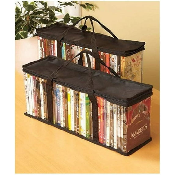 Set of 2 DVD Storage Bags (Holds 40 DVD's Each - 80 Total!). Convenient Travel Case for Media. Stackable, Easy to Carry.