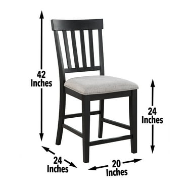 Set of 2 Dark Brown Wood Counter Chairs with Footrest - 42" Tall Upholstered Bar Stools, Schoolhouse Back Design for Kitchen Island & Breakfast Bar