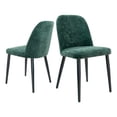 thumbnail image 1 of Set of 2 Dark Green Fabric Upholstered Dining Chairs, Metal Legs, Armless, 1 of 2