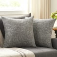 thumbnail image 1 of Set of 2 Dark Grey Pillow Covers 16x16 Inch Rustic Linen Square Decorative Throw Pillow Covers for Sofa Couch Farmhouse Home Decorations, 1 of 6