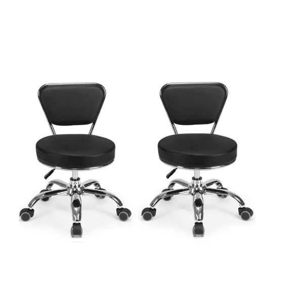 Set of 2 Dayton Pedicure Stool (Black) Pneumatic, Adjustable Height, Perfect for Nail Salon, Pedicure spa
