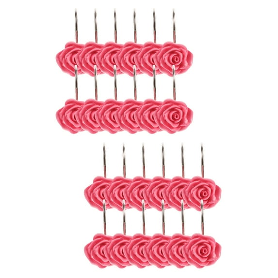 2 Pieces Rose Shower Curtain Hook Bathroom Accessories Design Hooks