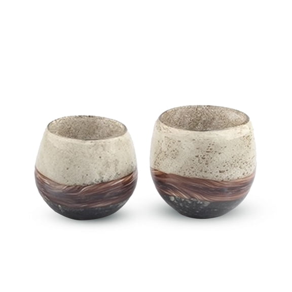 Aria Home Handblown Glass Bowl Set of 2, Decorative Centerpiece Bowls Light Brown