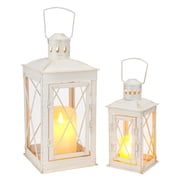 Set of 2 Decorative Candle Lantern 12 & 8 High Metal Candle Holder Hanging Lantern Perfect for Home Decor Patio