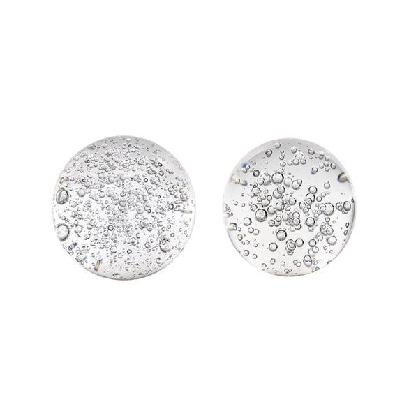 Set of 2 Decorative Clear Glass Spheres with Bubbles, 3.9 Inches Diameter Each, Elegant Home or Office Accent