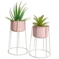 thumbnail image 1 of Set of 2 Decorative Contemporary Pink Metal Flower Planter Holder with Stand for Entryway, Living Room or Dining Room, 1 of 1