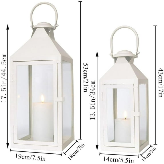 Set of 2  Decorative Metal Lanterns | Vintage Style Hanging Lanterns for Indoor/Outdoor Events | Perfect for Parties & Weddings