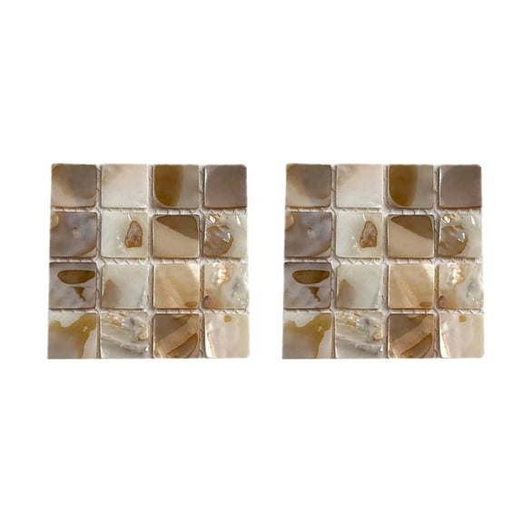 Set of 2 Decorative Natural Shell Square Coasters Heat-Insulating Mat for Cups Heatproof Dining Table Accessories