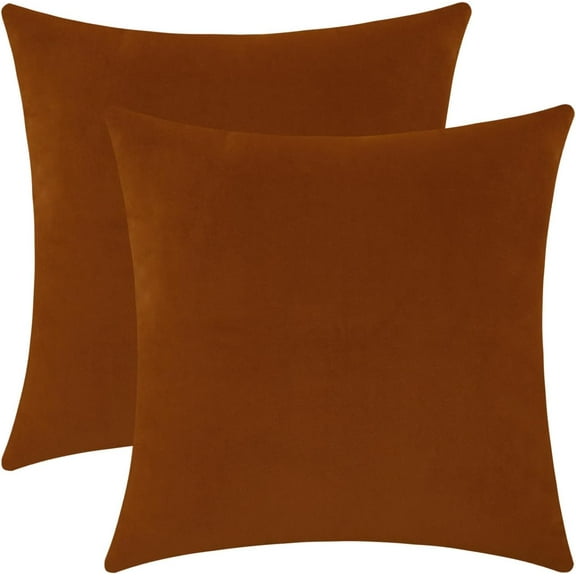 Set of 2 Decorative Rust Throw Pillow Covers Soft Comfy Couch Cushion Cover Decor (Dark Orange,16 x 16 Inches)