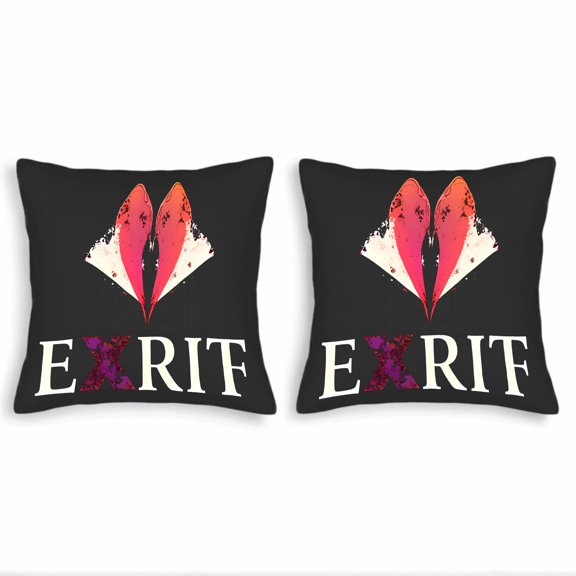 Set of 2 Decorative Throw Pillow Covers 18x18in - Black Background with Vibrant Pink & Orange Heart Design Perfect for Couch Bed Car
