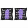 thumbnail image 1 of Set of 2 Decorative Throw Pillow Covers 18x18in - Black Background with Whimsical White Text & Purple Silhouette - Perfect for Couch Bed Car, 1 of 8