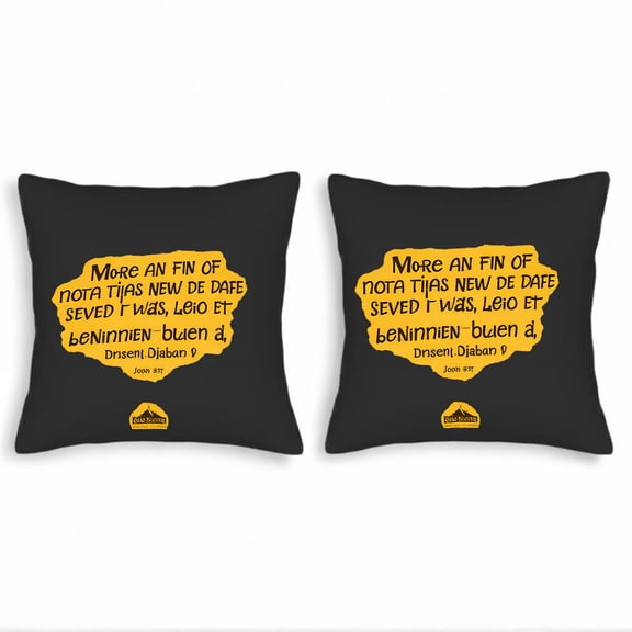 Set of 2 Decorative Throw Pillow Covers 18x18in - Black Background with Yellow Speech Bubble Quote Perfect for Couch Bed or Car