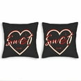 thumbnail image 1 of Set of 2 Decorative Throw Pillow Covers 18x18in - Black with Red Heart & ' Sweet ' Design Perfect for Couch Bed or Car, 1 of 8