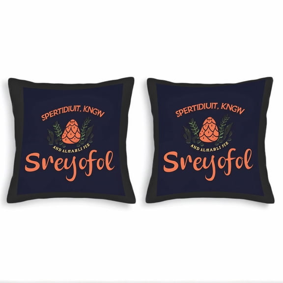 Set of 2 Decorative Throw Pillow Covers 18x18in - Dark Blue with Hop Green Leaves Design Perfect for Couch Bed or Car