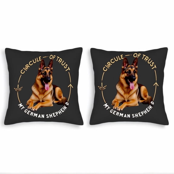 Set of 2 Decorative Throw Pillow Covers 18x18in - Features Relaxed German Design with ' CIRCLE OF TRUST ' Text Perfect for Couch Bed or Car