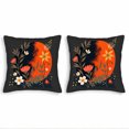 thumbnail image 1 of Set of 2 Decorative Throw Pillow Covers 18x18in - Floral Design with Sunset Circle Symmetrical Pattern for Couch Bed Car, 1 of 8