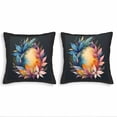 thumbnail image 1 of Set of 2 Decorative Throw Pillow Covers 18x18in - Floral Moon & Vibrant Leaves Design for Couch Bed Car, 1 of 8