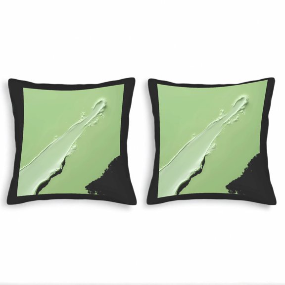 Set of 2 Decorative Throw Pillow Covers 18x18in - Green Splash Design with Black Border Perfect for Couch Bed or Car