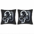 thumbnail image 1 of Set of 2 Decorative Throw Pillow Covers 18x18in - Modern Abstract Geometric Design in Gray on Black for Couch Bed Car, 1 of 8