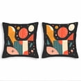 thumbnail image 1 of Set of 2 Decorative Throw Pillow Covers 18x18in - Modern Geometric Abstract Design in Black with Colorful Shapes for Couch Bed Car, 1 of 8