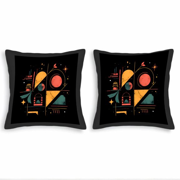 Set of 2 Decorative Throw Pillow Covers 18x18in - Modern Geometric Design with Vibrant Colors & Abstract Patterns for Couch Bed Car