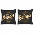 thumbnail image 1 of Set of 2 Decorative Throw Pillow Covers 18x18in - Vintage Black with Cursive ' The Baredes ' & Ornate Green Orange Patterns for Couch Bed Car, 1 of 8
