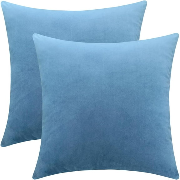 Set of 2 Decorative Throw Pillow Covers Soft Comfy Couch Cushion Cases for Livingroom Bed Sofa Decor (Sky Blue, 18 x 18 Inches)