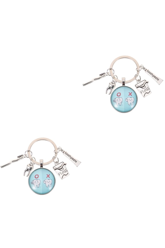 2 PCS Keychain Cute Tooth Key Chain Staff 6.00X3.00X0.50CM
