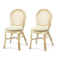 thumbnail image 1 of Set of 2 Denver Dining Wicker Side Chairs with Cream Cushions Handmade Rattan, Natural, 1 of 10