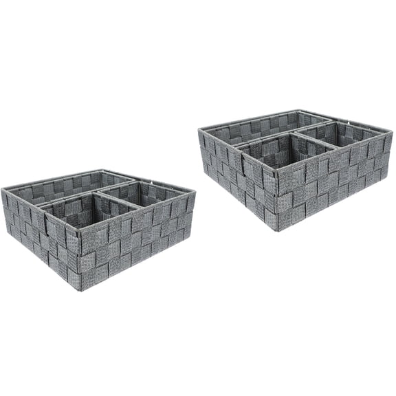 Set of 2 Desk Storage Organizers Bins Cubes Foldable Office Grey
