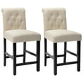 thumbnail image 1 of Set of 2 Dining Chair Beige Button Tufting Fabric Upholstered Counter Stools for Dining Room/Kitchen, 1 of 9