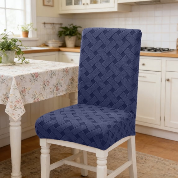 Set of 2 Dining Chair Covers Thick JacquardPolyester Slipcovers, Elastic Retractable Full Wrap, Dirt Resistant, Machine Washable, Multi Color