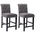 thumbnail image 1 of Set of 2 Dining Chair Gray Button Tufting Fabric Upholstered Counter Stools for Dining Room/Kitchen, 1 of 9