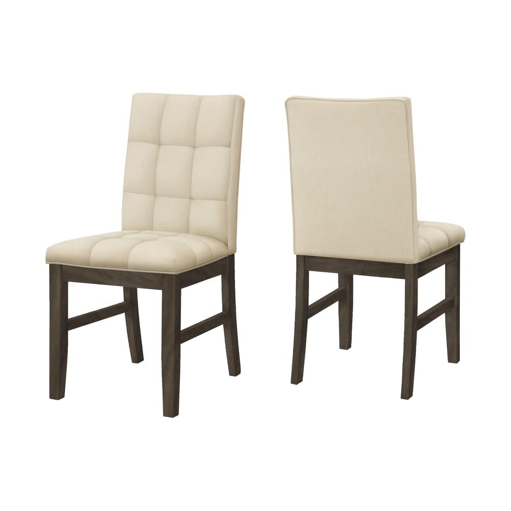 Set of 2 Cream Upholstered Side Chairs with Gray Wood Frame