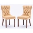 thumbnail image 1 of Set of 2 Dining Chairs Leisure Padded Chair, Tufted Solid Wood Velvet Upholstered Dining Chair with Nailhead Trim& Ring Pull for Kitchen, Living Room, 1 of 8