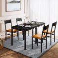 thumbnail image 1 of Set of 2 Dining Table Set with 4 Cushioned Chairs, 2-in-1 Kitchen Table Set, Modern Black Wood Top and Metal Legs Dinette Table Set, 1 of 8