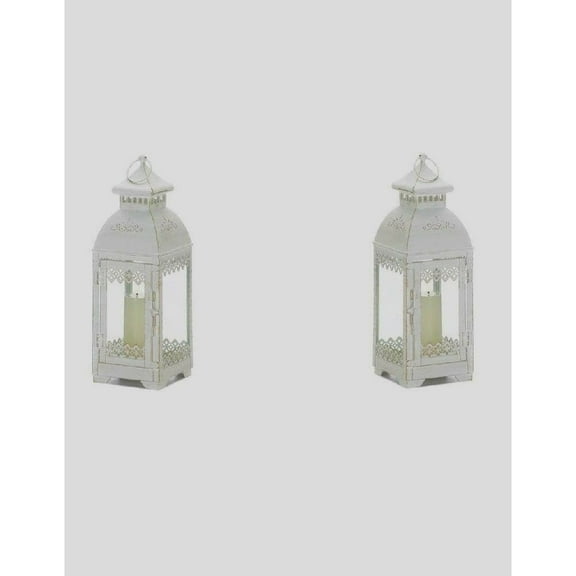 Set of 2 Distressed Victorian Style Lanterns
