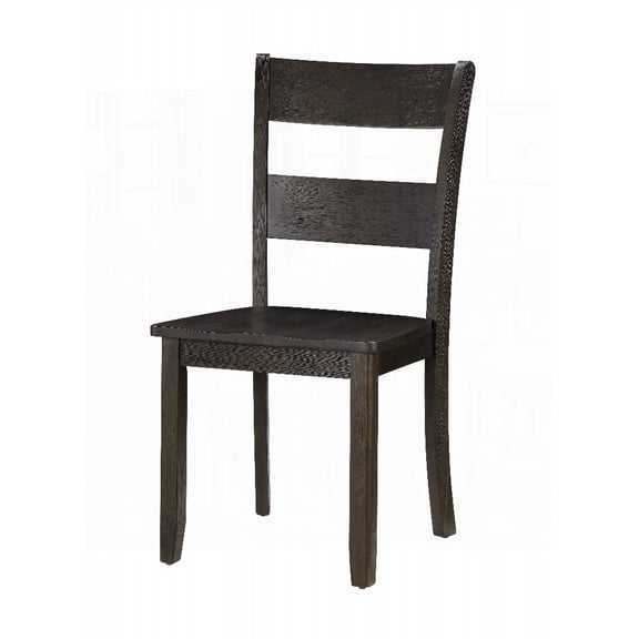 "Set of 2 Distressed Walnut Side Chairs - Solid Acacia Wood for Daily Meals"